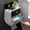 Wall-Mounted Double-Layer Bathroom Tissue Box with Storage