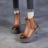 Fashion 6CM Luxury Design Chelsea Boots For Women Genuine Cow Leather Wide Head Thick High Heel Platform Slip On Mid Calf Boots 2024 New
