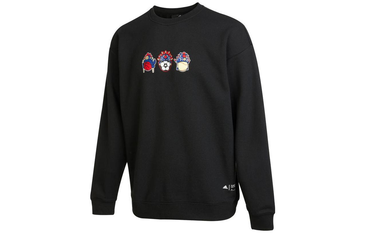 Adidas Sweatshirts Unisex Black Crew Neck Moderate Regular IB2777 XS