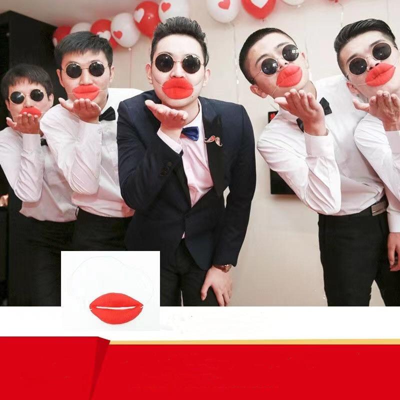 Zabawne Czerwone Usta Rekwizyty Walentynkowe Żarty Kiełbasa Grube Halloween Zabawne Horror Lateksowe Maski Magia Cosplay Dekoracja na Imprezę dla Dorosłych