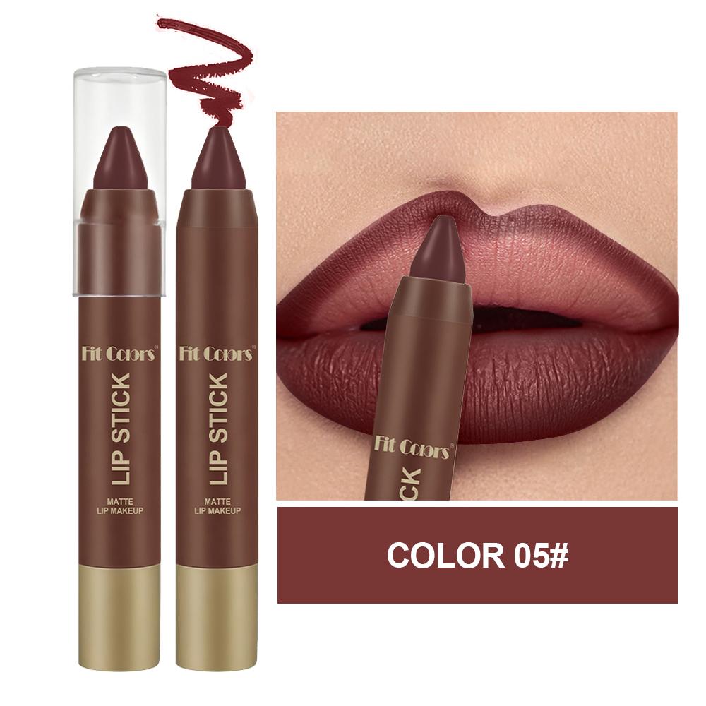Fit Colors 6 Colors Chocolate Lip Liner Lipstick Pen, Waterproof Matte Nude Brown Lip Pencil, Long Lasting Smudge-Proof Lip Contouring Makeup