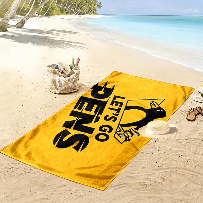 Pittsburgh Penguins Print Beach Towel, Large Soft Quick Dry Towel for Beach Camping Swimming