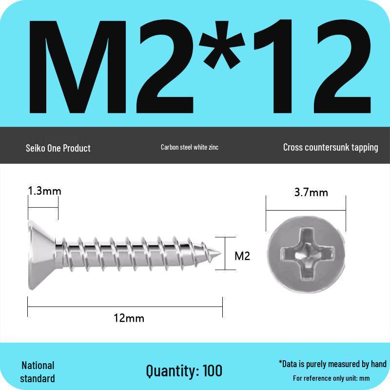Iron Galvanized Phillips Flat Head Self-Tapping Screws - Countersunk M1 To M4