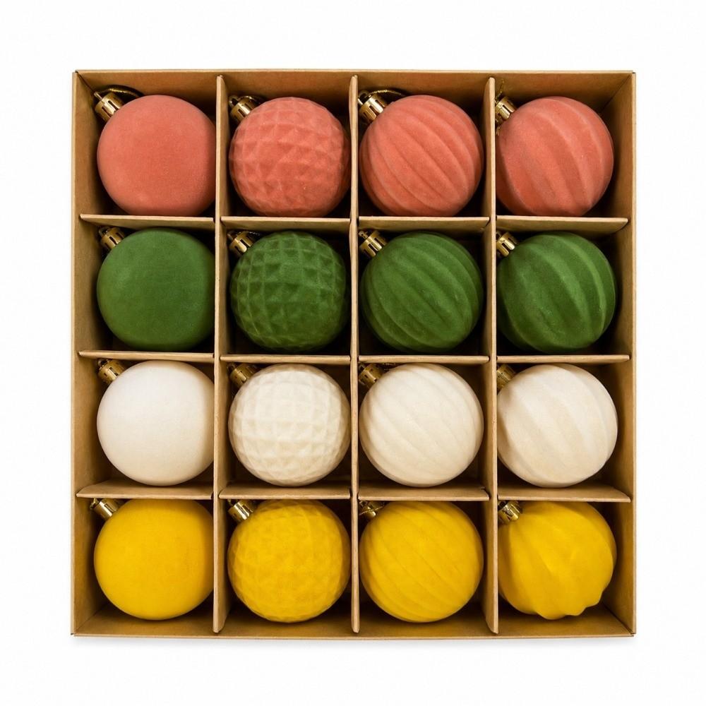 Multi Texture Velvet Christmas Balls Assorted Colors Multi Texture Baubles Xmas Gift