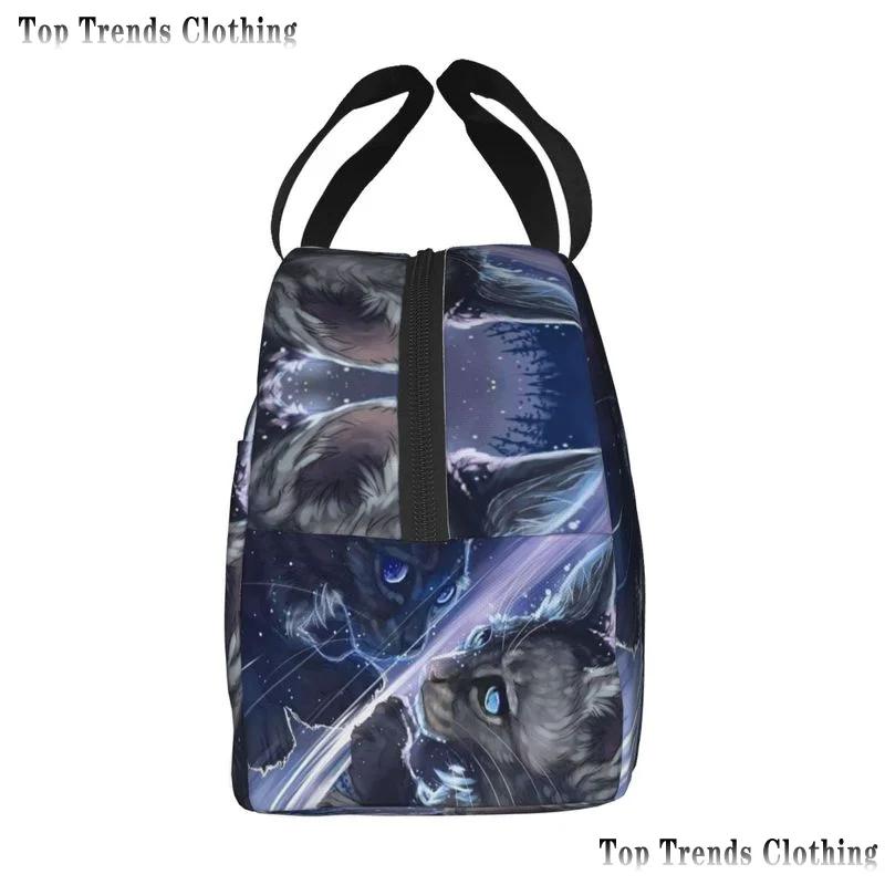 Warriors Cats Isolerad Lunchväska för Kvinnor Vattentät Termisk Kylväska Lunch Tote för Kontorsarbete Skola Termiska Väskor