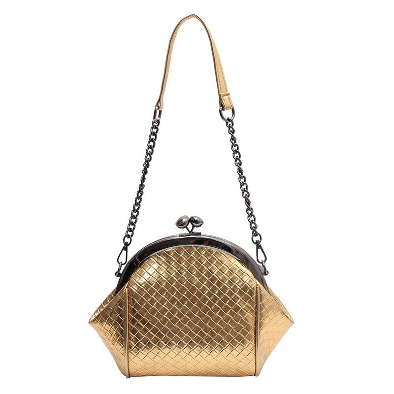 PU Leder Mode Clip Tasche für Frauen Neue Gewebte Kette Tasche Retro Textur Schulter Umhängetasche frauen Tasche Pendeln handtasche