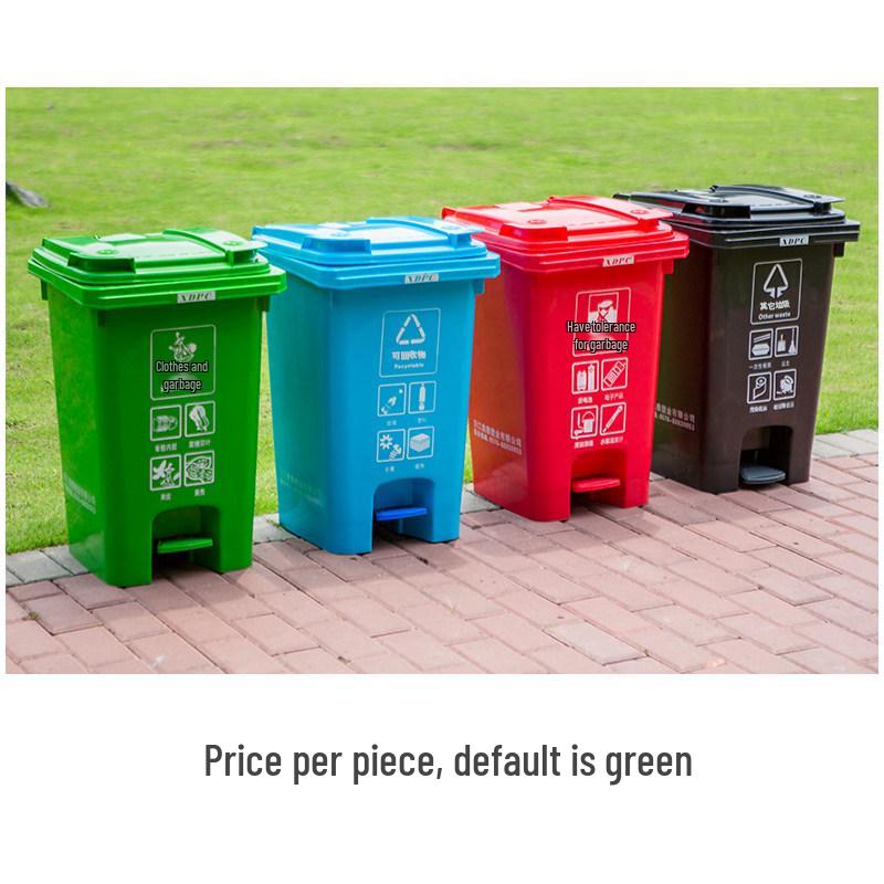 Thickened 120L/240L Outdoor Pedal Trash Can with Lid & Wheels, Four-Color Sorting