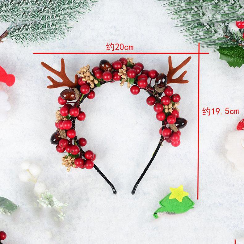 

Повязка на голову с рогами оленя из Нового леса, имитация ягод, детская, интернет-знаменитость, для прямых эфиров, рождественская повязка на голову, повязка на голову, повязка на голову, повязка на голову красный