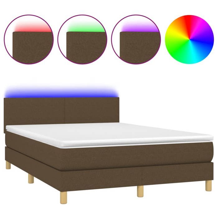 Maison Exclusive - Sommier à lattes de lit matelas et LED Marron foncé 140x190 cm