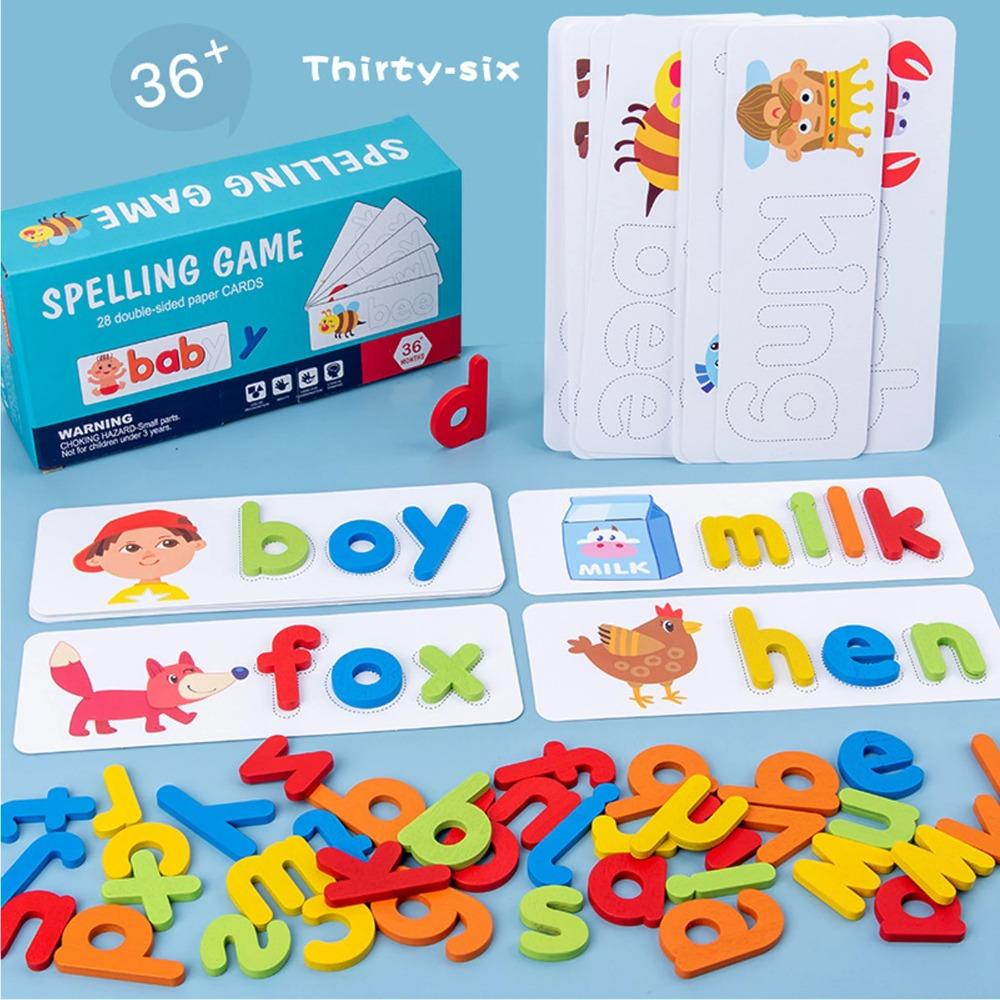 Montessori Alphabet Rechtschreibung Wort Holz Mathe Spielzeug Kinder Pädagogisch Lehren Englische Alphabetkarten Puzzle Spiel Lernspielzeug