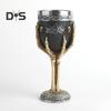 Horrible Resin Skull Head Stainless Steel Wine Cup Goblet Skull Wine Chalice Cup Gothic Halloween Decorative Whiskey Cocktail Beverage Drinking Glass
