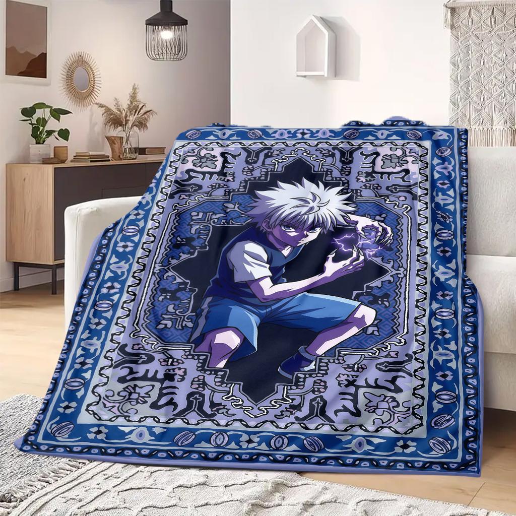 Hunter Anime Print Blanket Warm Comfortable Flannel Blanket Suitable for Bedrooms, Sofas, Beds, Chairs, Picnics, Travel