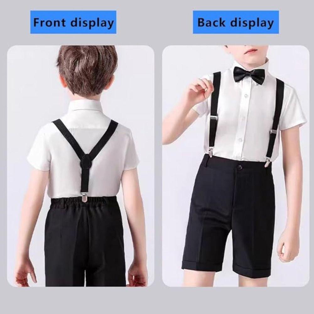 Solid Color Suspenders Bowtie Elastic Children Belt Classic Accessory Y-Back Braces