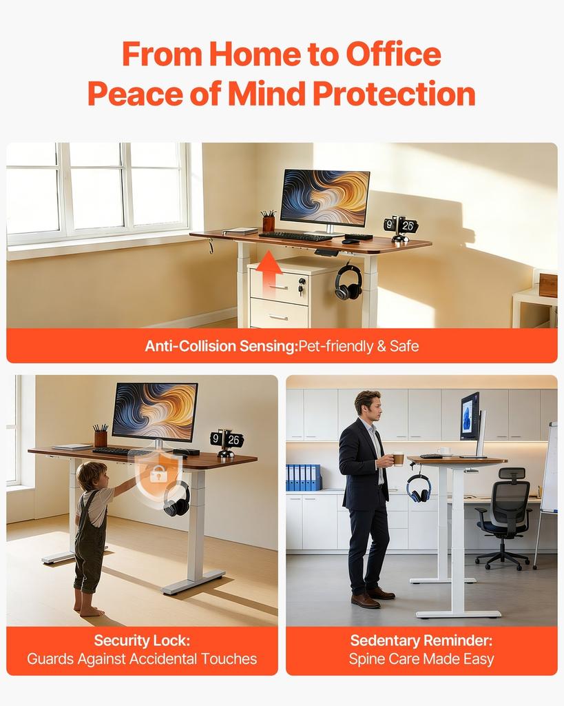Standing Desk Frame Dual Motor, Electric Adjustable 100-180 cm Extension Length, 3 Memory Height Settings Stand Up Table Legs, Sit to Stand Desk Leg