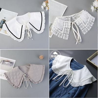 Fashion White Fake Collar Women Detachable Collars Lace Neckline Neckband Lolita Doll Ruffles Fake Collar Shoulder Wrap Tie