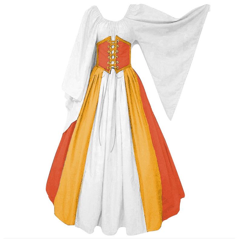 Renaissance Medieval Women's Long Dress Halloween Costume Stage Performance Retro Clothing