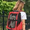 Pet Travel Backpack Bag Cat Puppy Dog Carrier W/ Trolley and Telescopic Handle Portable Stroller Wheel Luggage Bag (Red)