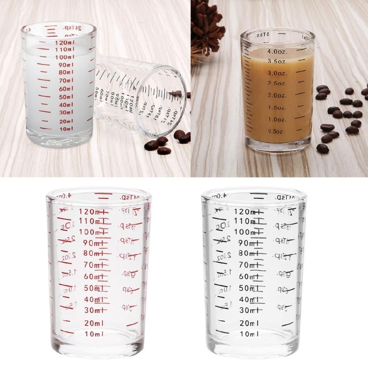 Multipurpose Heat Resistant Glass Jigger Multifunctional Glass Measuring Cup with 120ml Capacity for Cooking and Baking