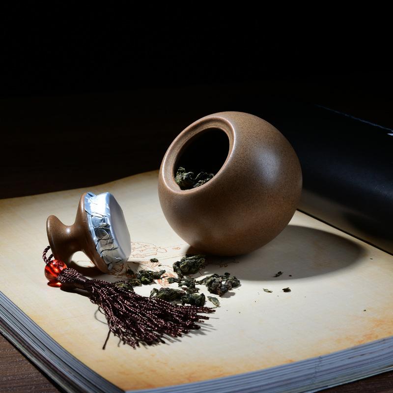 Mini borcan ceramic Retro Home portabil mic ceainic cu ambalaj mic pentru ceai sigilat din porțelan rotund cutie de depozitare recipient pentru ceai