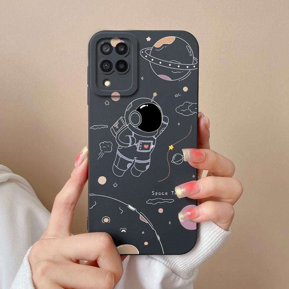 Für Samsung M22 M32 Hülle Bemalte Blumen Upgrade Flüssigsilikon Linsenschutz Handy Rückseite Für Galaxy M 32 M 22 Fundas