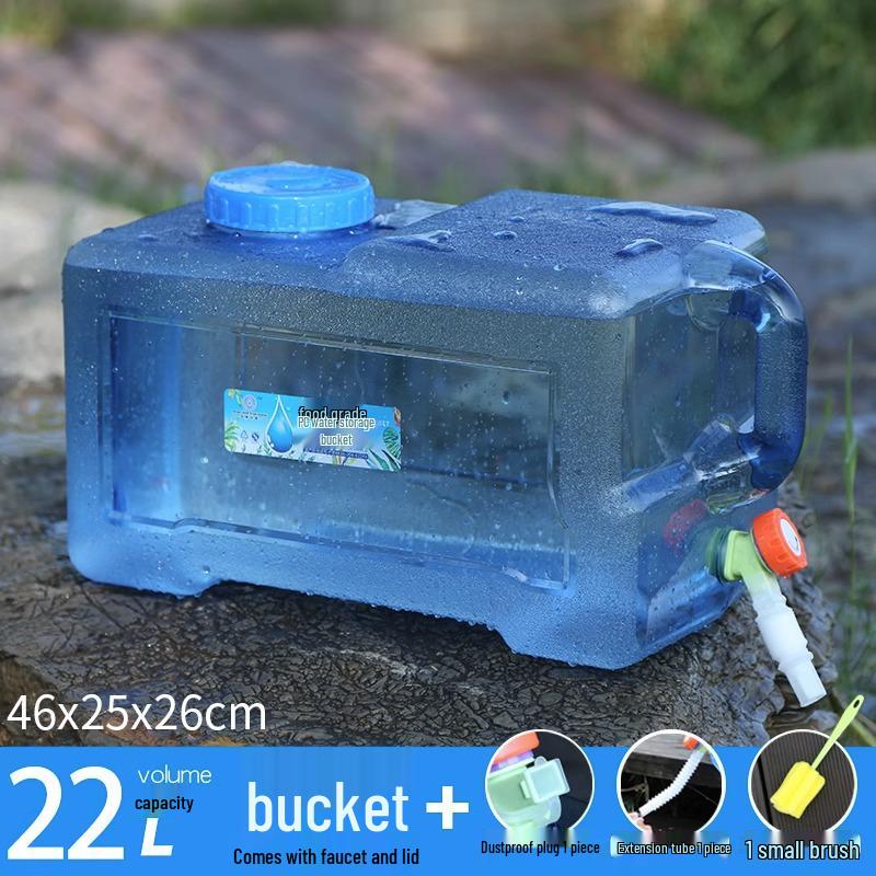 Portable Self-Driving Water Storage Bucket with Faucet - Food-Grade PC Plastic for Outdoor and Car Use