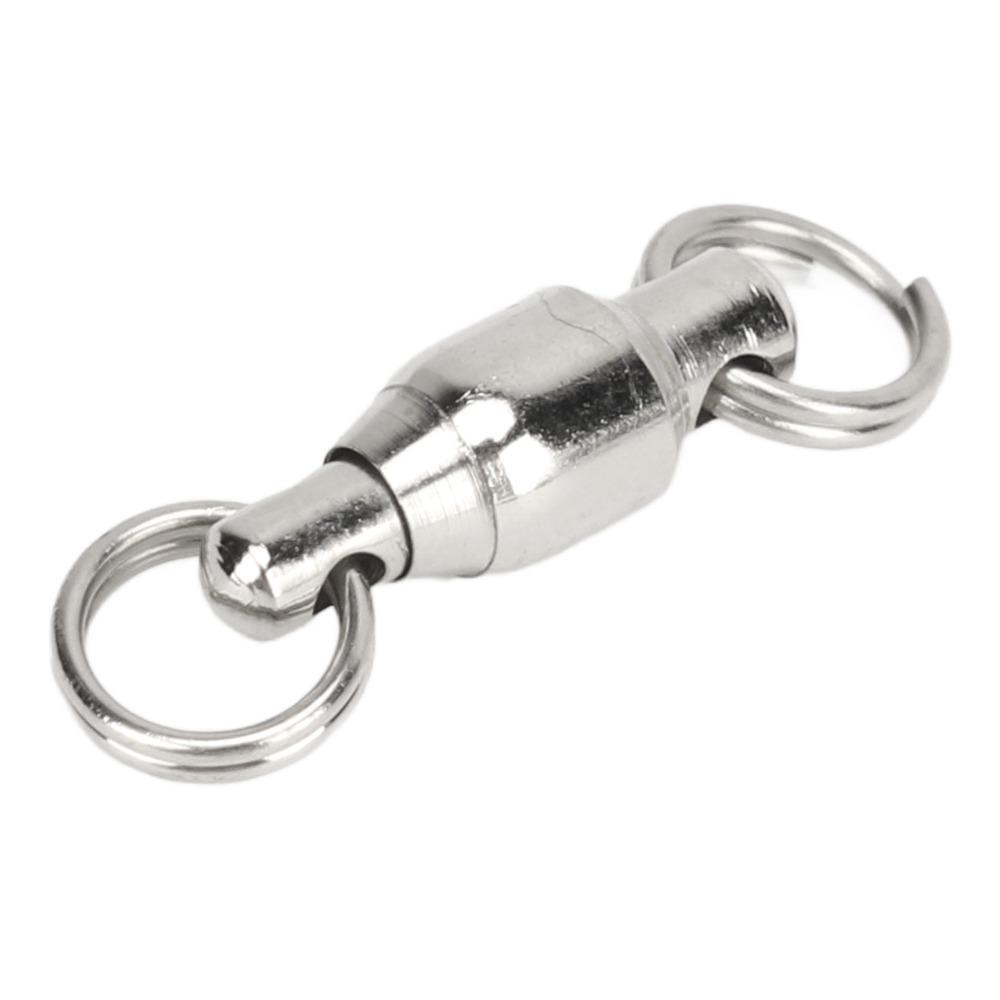 50PCS Stainless Steel Ball Bearing Swivels High Strength 1#-4# Fishing Swivels with Split Rings Barrel Swivels Saltwater Fishing