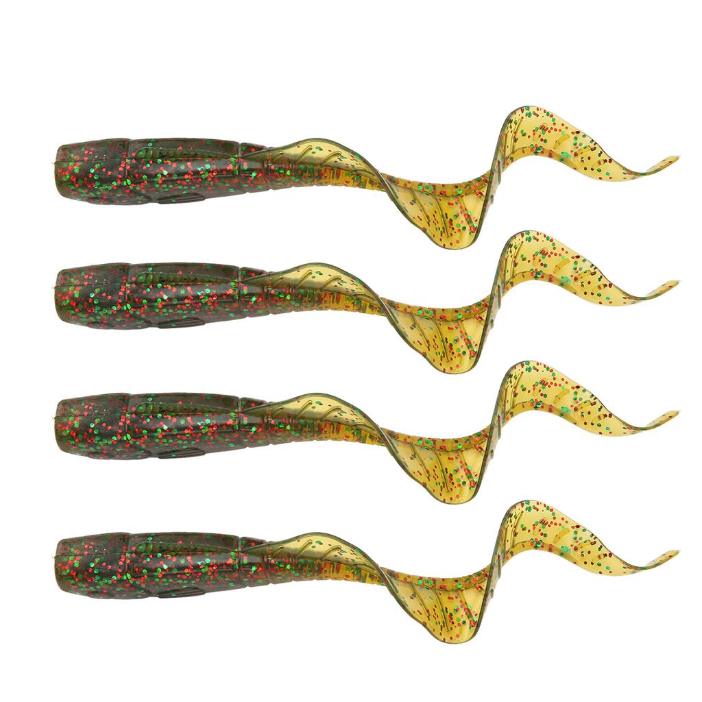4 Pcs Fishing Lure Simulation Fishing Bait Lifelike PVC for Freshwater Bass Mandarin Fish Green
