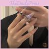 Chic French Purple Gemstone Nail Art Ring Elegant Geometric Design For Fashionistas