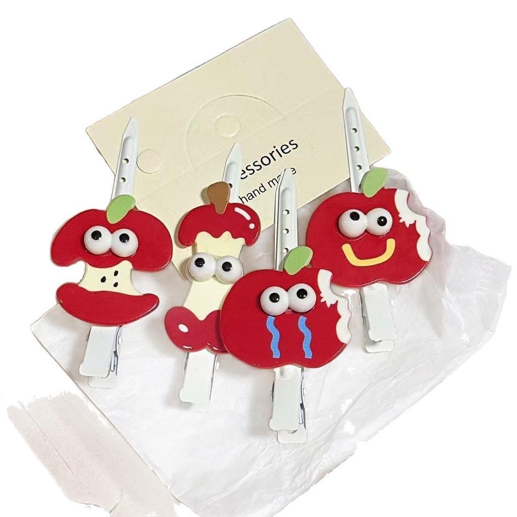 3D Red Apple Emoji Hair Clip - Cute & Creative Seamless Bangs Accessory