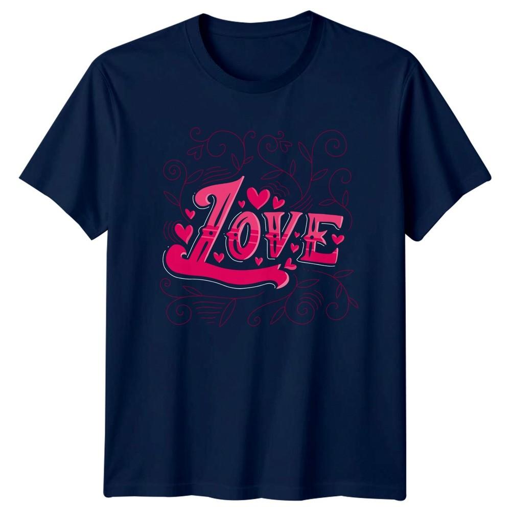 Love Unisexs TShirt Typography RoUnisexce Valentines Day Gift For Her