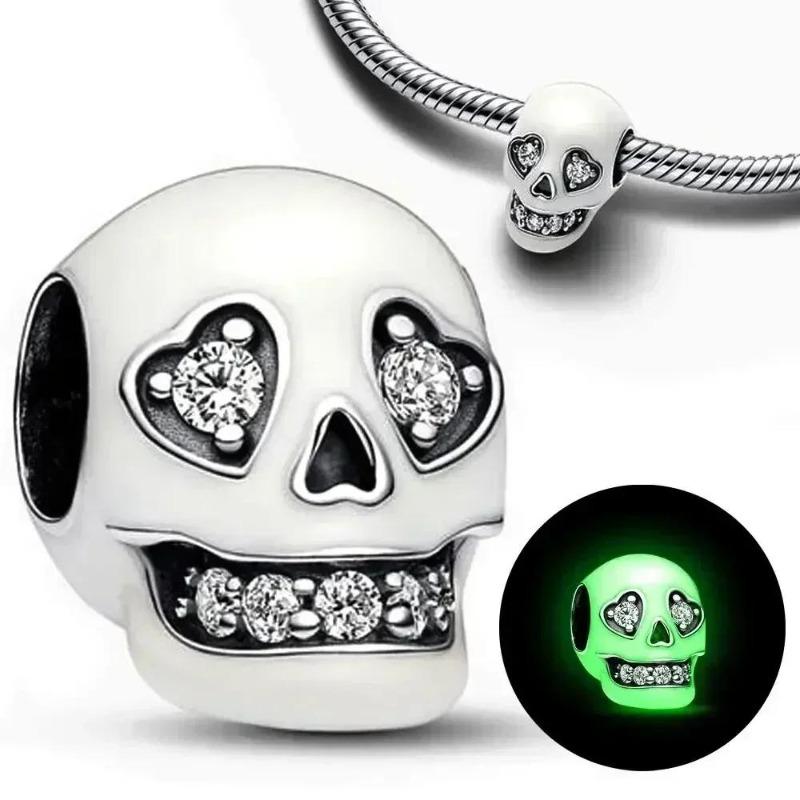New Original Halloween Party Charms Luminous Pumpkin Skull Ghost Clown Beads Chameleon Bracelets Necklace Diy Jewelry Party Gift