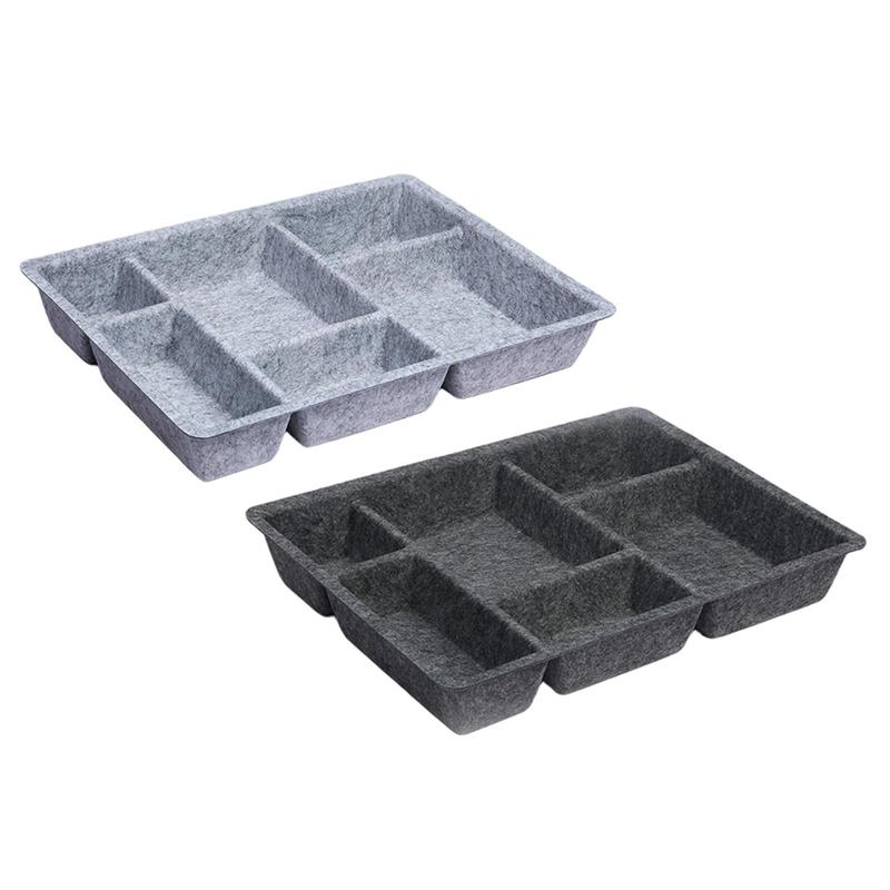 Felt Drawer Organizer Tray Container Space Saving Multifunctional Separator 6 Grids for Cabinets Tabletop Toys Jewelry Makeup