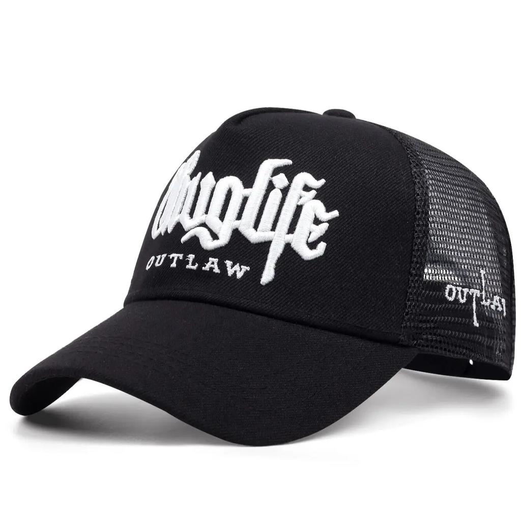 New Gothic Thug Life Letter Embroidered Men's Unisex Style Curved Eaves Adjustable Buckle Baseball Hat Adjustable