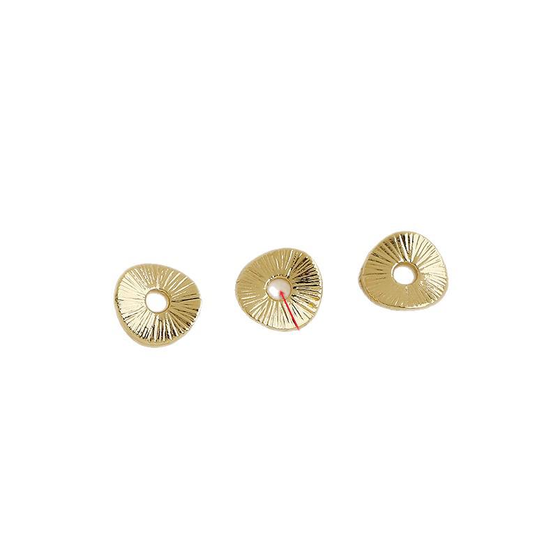 14K Gold Plated Striped Wavy Disc Beading Material for DIY Jewelry Accessories