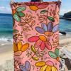 Colorful patterns of cartoon flowers polyester microfiber beach towel is highly absorbent, suitable swimming and beach outings