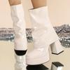 Fashion Platform Platform Women Fall Winter 2025 New Square Toe Fashion Women Block Heel Booties