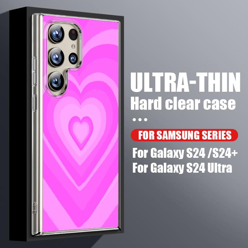 Cartoon Hearts Pattern Clear Phone Case For Samsung Galaxy S26 S25 S24 S23 Ultra S22 Plus S25 FE A56 A36 A26 A55 A54 A15 Cover