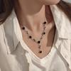 Elegant High-End Women's Retro Silver Fairy Jewelry Set: Black Knight Rose Earrings, Bracelet & Necklace