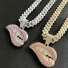 Unisex Rhinestone Lips Pendant Cuban Chain - Trendy Cross-border Hip Hop Jewelry