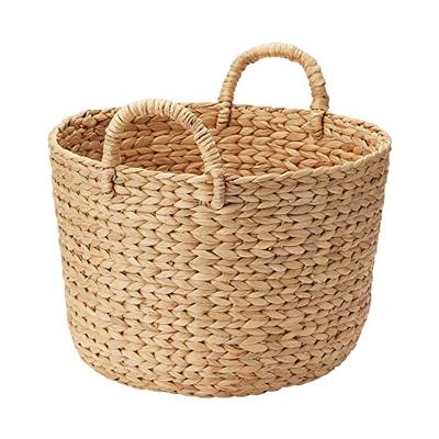 MUJI Small Round Basket with Handles, Diameter 37cm X Height 26cm, Water Hyacinth, 12057925, Basket