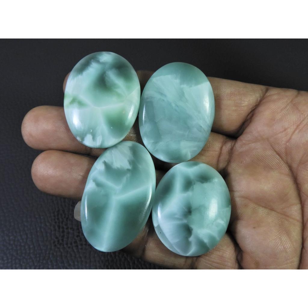 238Cts. Natural Green Hemimorphite Oval Cabochon Loose Gemstone 04 Pcs Lot C-1592