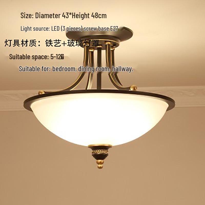 American Retro Semi-Flush Mount Chandelier for Modern Living Spaces - Bedroom, Dining Room, Balcony, Hallway, and Foyer Lighting.