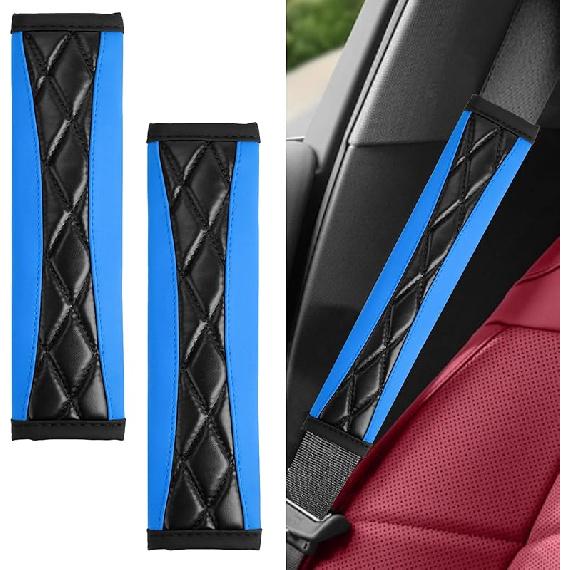 2PCS Car Seat Belt Cover Pad,Soft Leather Seatbelt Covers for Car,Seatbelt Shoulder Strap Protector,Vehicle Shoulder Pad Cushions,Universal Auto Safe