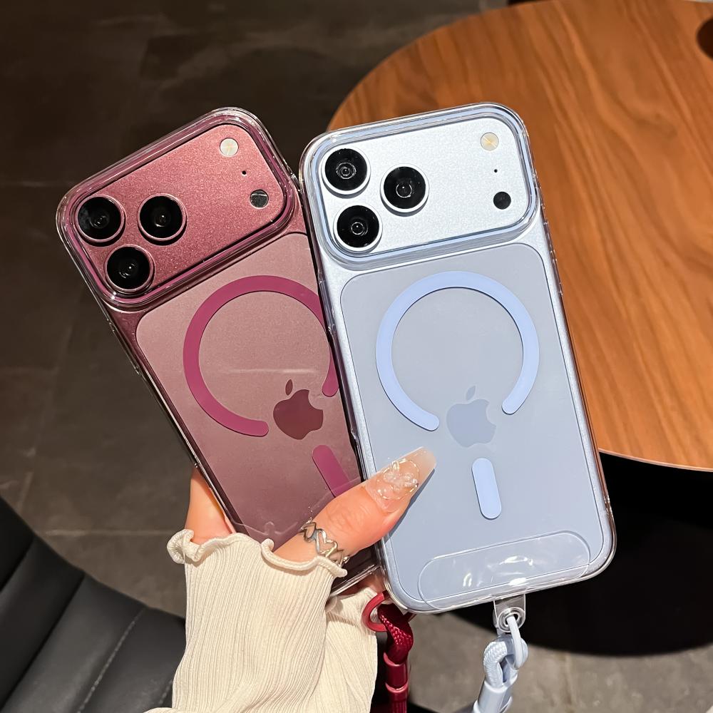 Transparent Acrylic for Magsafe Wrist Strap Case for iPhone 18 17 16 15 14 Pro Max Magnetic Lanyard Hard PC Shockproof Cover