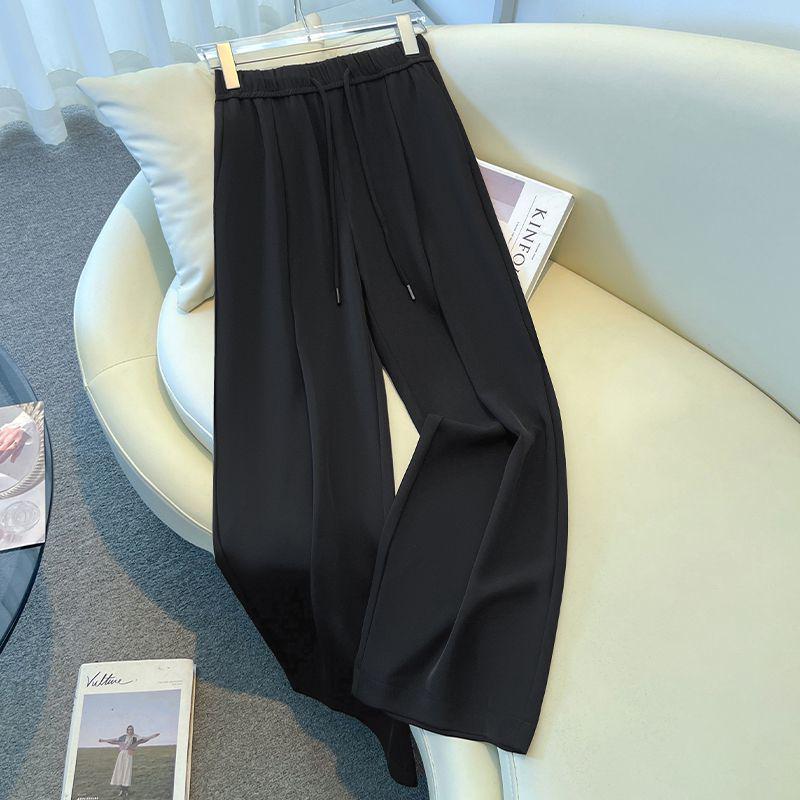 Rose Red Linen High-Waisted Wide-Leg Pants for Women - 2025 Summer Collection