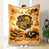 Hufflepuff Hogwarts Crest Design Patterned Blanket, Flannel, Suitable for All Seasons, Home Decor, Warm and Cozy