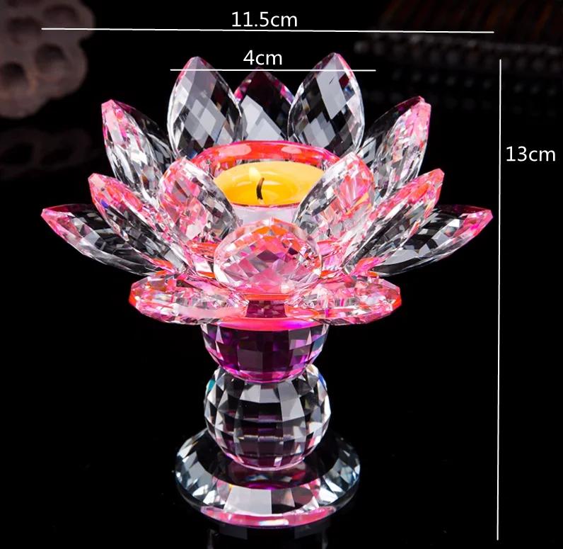 Household Colorful Crystal Lotus Candlestick, Butter Lamp Holder, Buddha Offering Lamp, Interior Decoration, Buddha Hall, Prayer