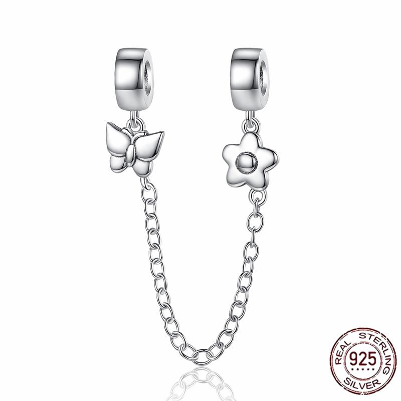 Stříbrný Křišťálový Pavé Bezpečnostní Řetízek Pevný Klip Pramen Přívěsek Vhodný pro Ženy Náramek Stříbrné Šperky Párty Narozeninový Dárek