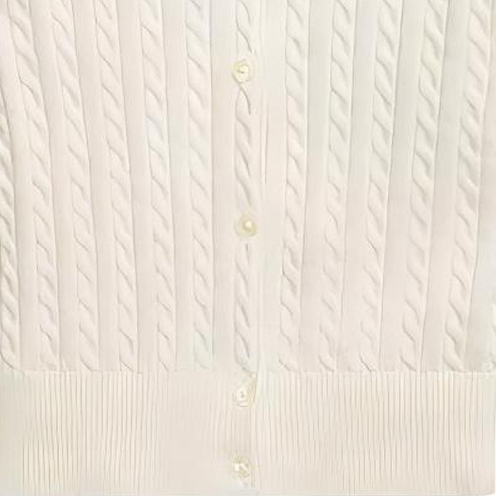 Polo Ralph Lauren Solid Color Round Neck Cable Knit Cardigan Kids Cardigans White 313962548-002