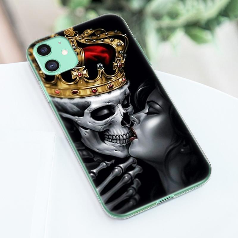 Husă de telefon din silicon cu craniu și catrinas pentru Apple iPhone 13 12 Mini 11 Pro XS Max X XR 6 6S 7 8 Plus 5 SE 2020 de lux Husă moale